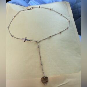 Elegant Gold Heart and Cross Necklace